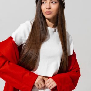 Red and white suit
